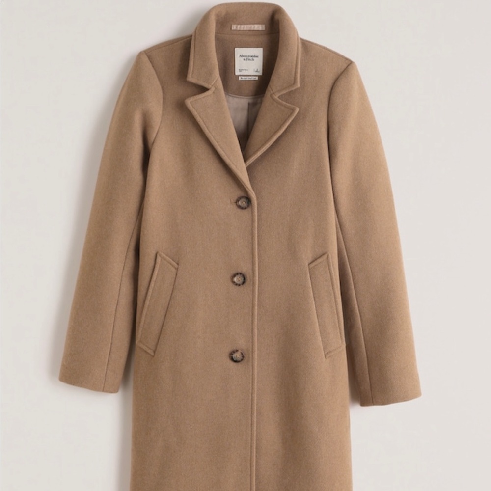 Abercrombie & Fitch Wool-Blend Dad Coat | Light Brown